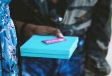 Gift card on top of a gift box