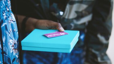 Gift card on top of a gift box