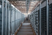 Server racks inside a data center