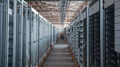 Server racks inside a data center